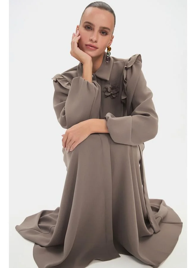JUNE Belted Flounce Dress
