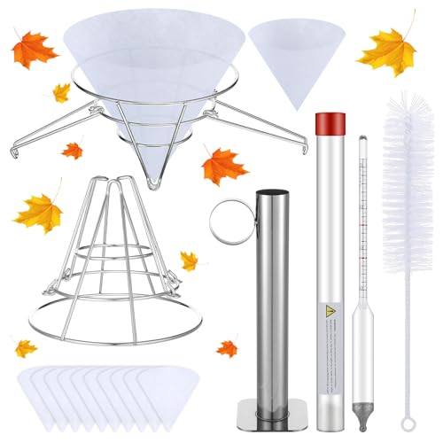 Cinnvoice 14 Pcs Maple Syrup Making Kit with Maple Syrup Hydrometer Kit and Filter Set Include Maple Syrup Hydrometer Test Cup Brush Filter Holder and 10 Pcs Filter Cloths for Maple Syrup Supplies - Image 1