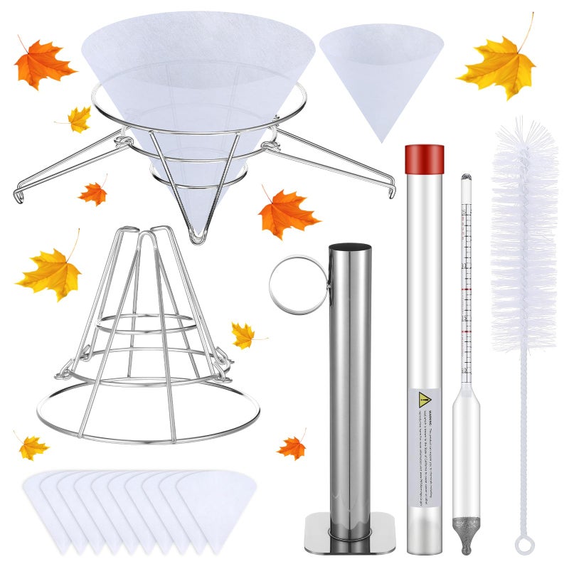 Cinnvoice 14 Pcs Maple Syrup Making Kit with Maple Syrup Hydrometer Kit and Filter Set Include Maple Syrup Hydrometer Test Cup Brush Filter Holder and 10 Pcs Filter Cloths for Maple Syrup Supplies - Image 2