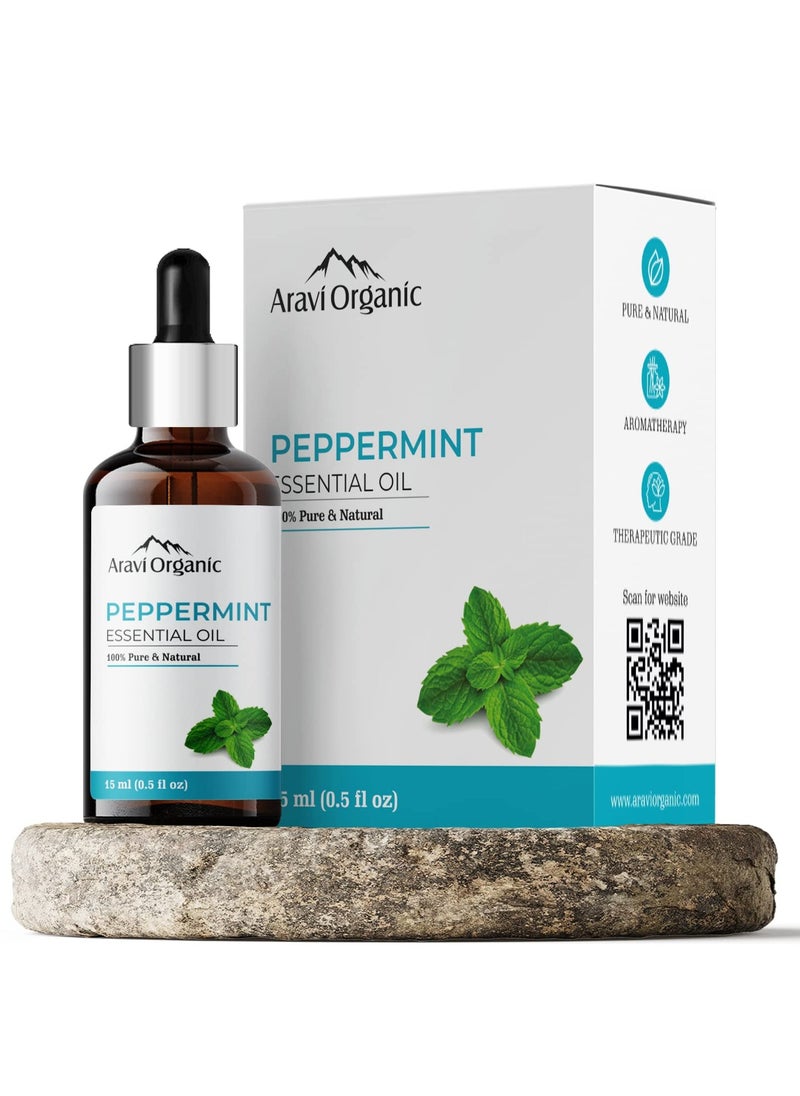 Aravi Organic Aravi Organic Peppermint Essential Oil For Skin & Hair Growth, Hair Fall Control, Scalp - 100% Pure & Natural and Undiluted - 15 ml  - Image 1