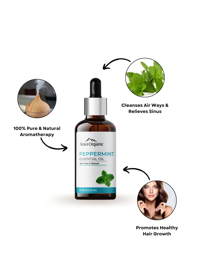 Aravi Organic Aravi Organic Peppermint Essential Oil For Skin & Hair Growth, Hair Fall Control, Scalp - 100% Pure & Natural and Undiluted - 15 ml  - Image 2