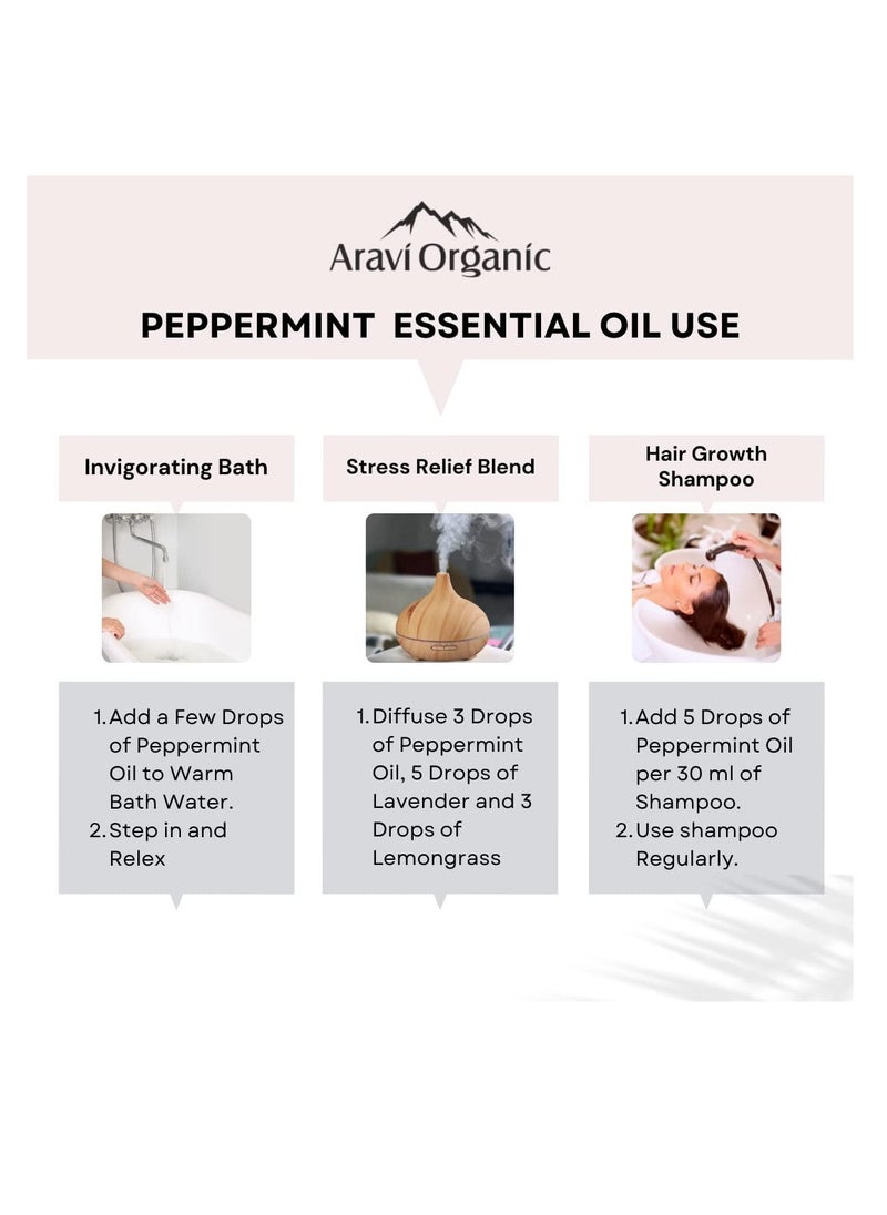 Aravi Organic Aravi Organic Peppermint Essential Oil For Skin & Hair Growth, Hair Fall Control, Scalp - 100% Pure & Natural and Undiluted - 15 ml  - Image 3