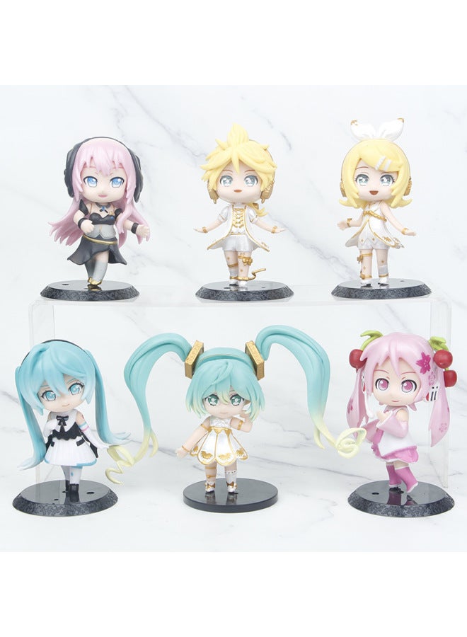 6 First Sound Future Hand-made Q Version Snow Miku Princess Mirror Sound Model Decoration Deep Sea Girl Doll Bag-Color:6 Types Of Pa Pa Hatsune 6.5cm0.3kg  - Image 2