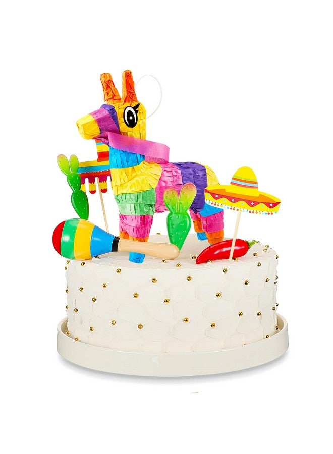 Tinlade 15 Pcs Fiesta Cupcake Topper Mexican Theme Cake Decoration Cactus Piñata Taco Party Decorations with Wooden Sand Hammer and Foam Chili Decorations for Mexican Fiesta Party Baby Shower(Cute Style) - Image 1