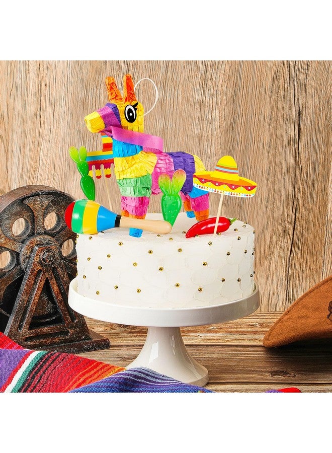 Tinlade 15 Pcs Fiesta Cupcake Topper Mexican Theme Cake Decoration Cactus Piñata Taco Party Decorations with Wooden Sand Hammer and Foam Chili Decorations for Mexican Fiesta Party Baby Shower(Cute Style) - Image 4