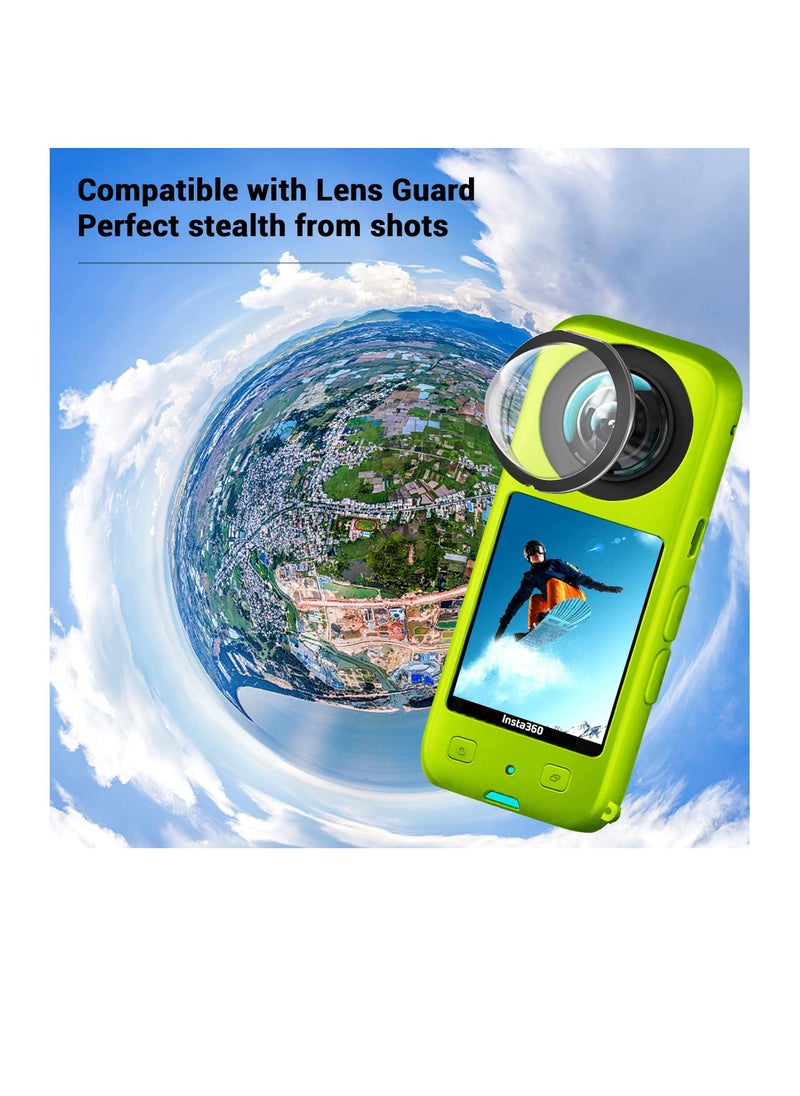 KASTWAVE - Protection Kit for Insta 360 X3, Silicone Protective Case with 2 Pcs Screen Protector for Insta360 X3 Accessories (Green) - Image 1