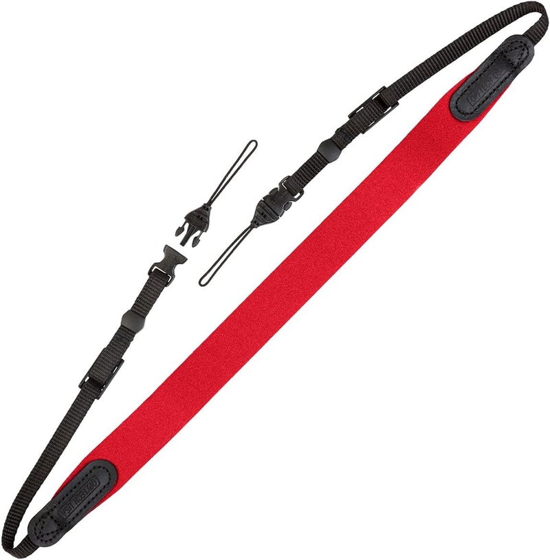 OP/TECH USA Bin/Op Neoprene Quick Release Camera Strap â€“ Adjustable Neck or Shoulder Strap for Small Cameras, Binoculars, and Vintage Film Cameras - QD (Red) - Made in USA - Image 1