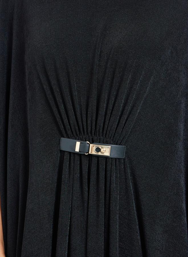 Styli Black Kimono Sleeve Maxi Dress with Buckle Detail - Image 4