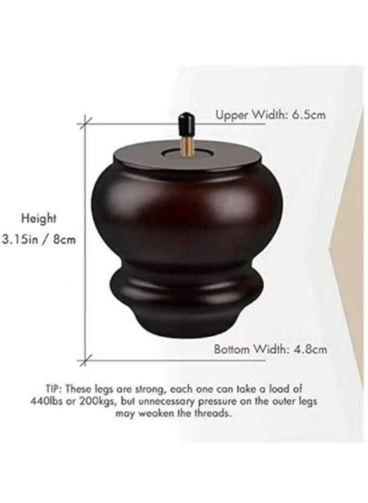 أرجل أثاث خشبية جوزية طولها 8 سم مع براغي وصمامات لتحويل وحدات القدم - مثالية للكنب والكراسي والخزانات - Image 5