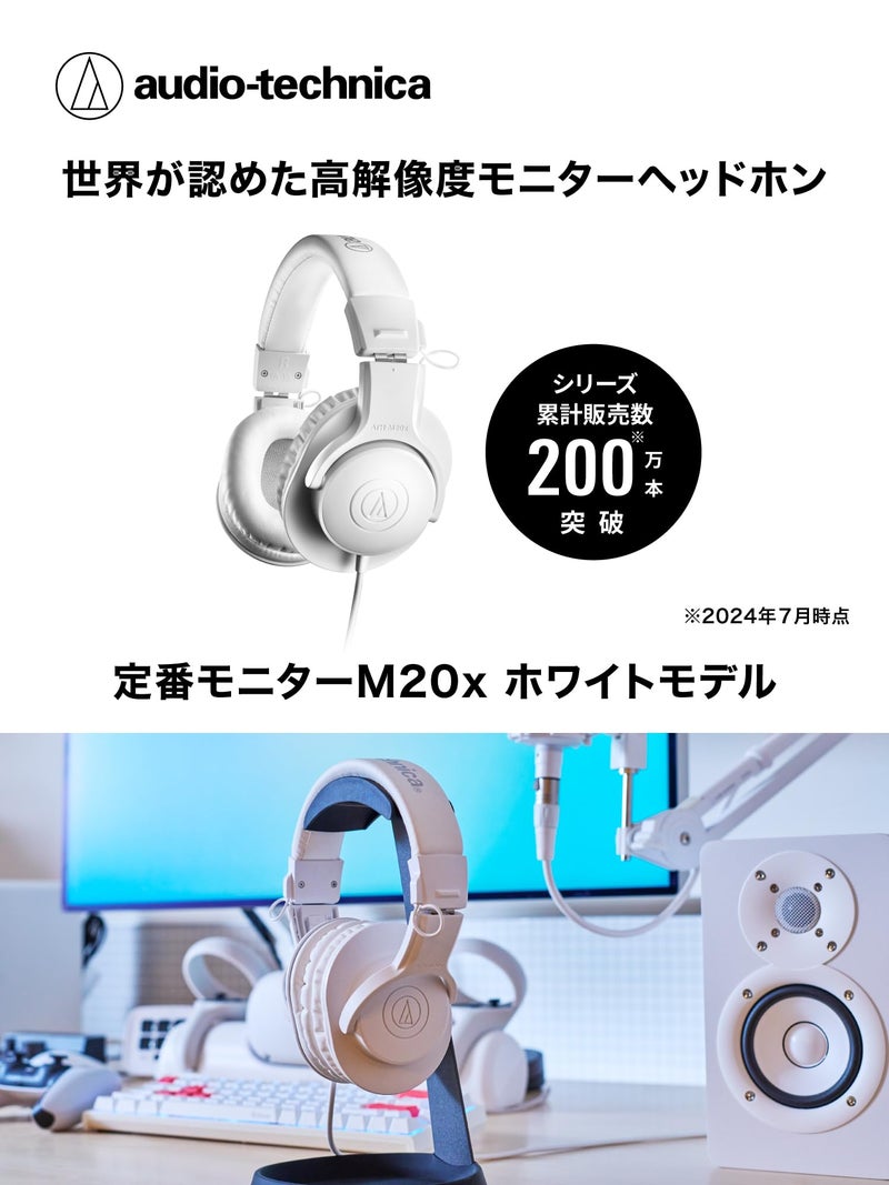 Audio-Technica ATH-M20x Professional Studio Monitor Headphones, White - Image 3