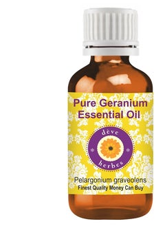 Deve Herbes Pure Geranium Essential Oil (Pelargonium graveolens) Steam Distilled 30ml