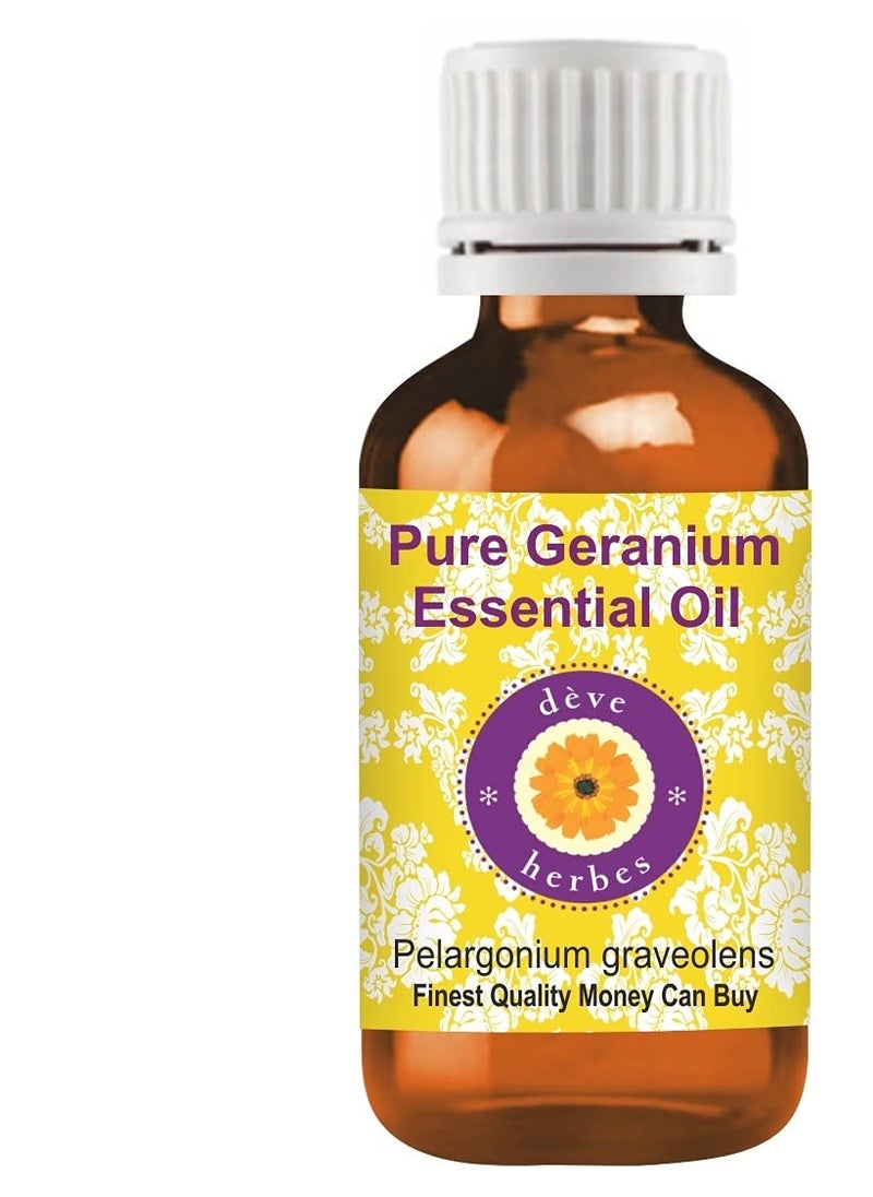 Deve Herbes - Deve Herbes Pure Geranium Essential Oil (Pelargonium graveolens) Steam Distilled 30ml - Image 1
