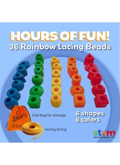 Skoolzy Skoolzy 30 Pcs Lacing Beads | Motor Skills Toys for Toddlers 3-5 | Lacing Toy or fine Motor Skills Toys for 3-4 Year Old | Toddler Beads Perfect as Teaching Lacing Toys | stringing Beads for Kids 3-5  - Image 3