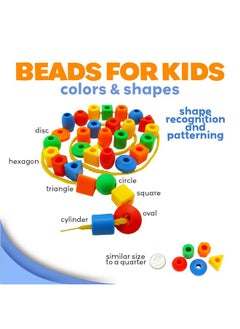 Skoolzy Skoolzy 30 Pcs Lacing Beads | Motor Skills Toys for Toddlers 3-5 | Lacing Toy or fine Motor Skills Toys for 3-4 Year Old | Toddler Beads Perfect as Teaching Lacing Toys | stringing Beads for Kids 3-5  - Image 4