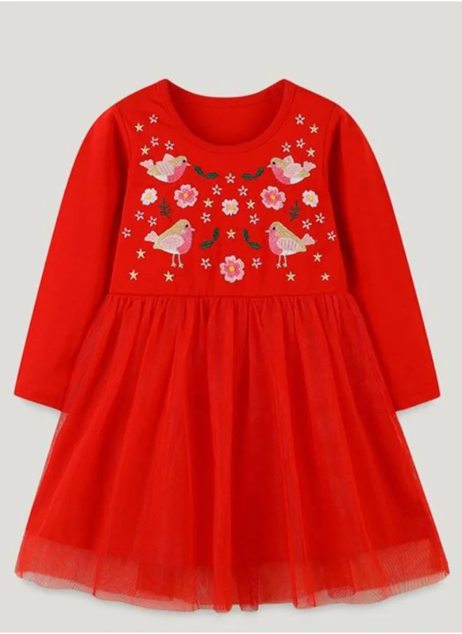 يونيكي Red Fit & Flare Crew Neck Printed Dress