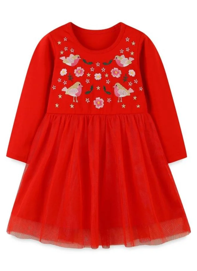 يونيكي Red Fit & Flare Crew Neck Printed Dress