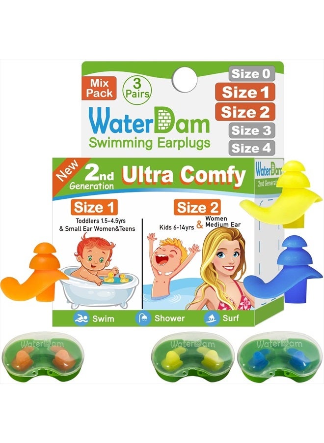 WaterDam Swimming Ear Plugs Great Waterproof Ultra Comfy Earplugs Prevent Swimmer's Ear - Image 1