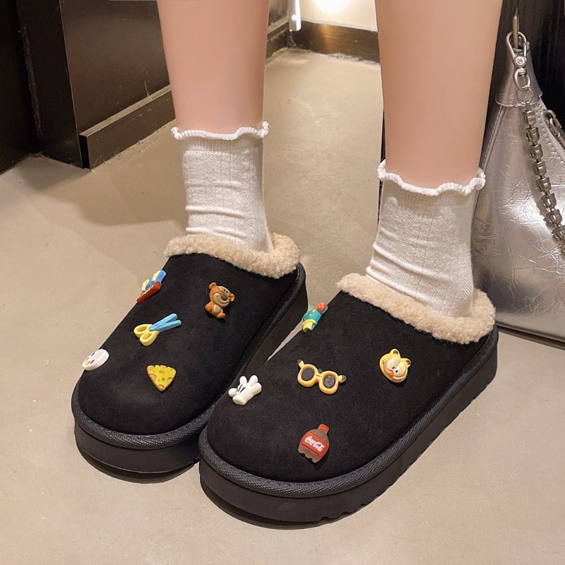 Adult cotton slippers cartoon cute velvet winter warm anti-slip outer wear thicken autumn and winter cotton shoes wholesale