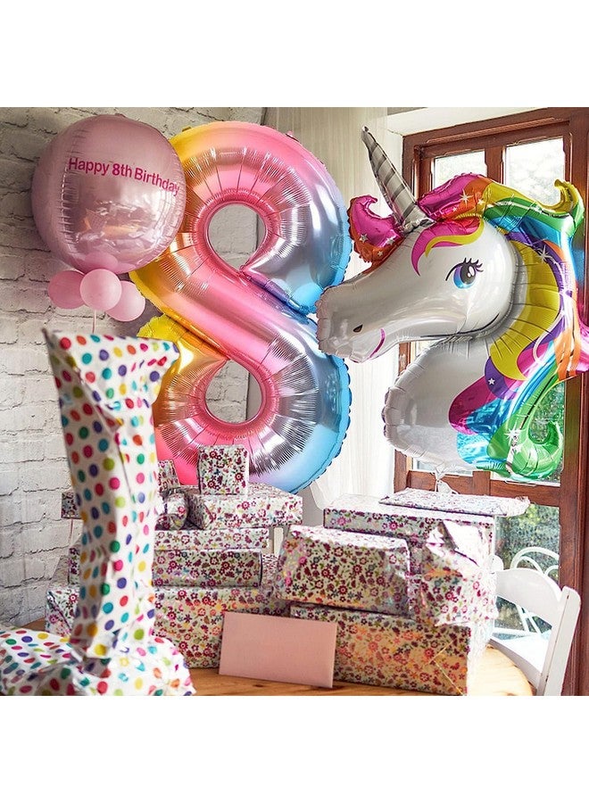 FI - FLICK IN FI - FLICK IN 1 Pc Big Size Number 8 Foil Balloon 32 Inch Large Rainbow Number Foil Balloon Gradient 0 to 9 Number Balloons for Decoration 8th Birthday Anniversary Decoration Items (Pack of 1, Rainbow)  - Image 4