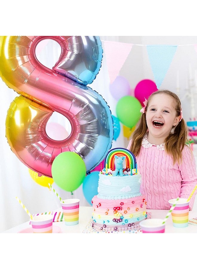FI - FLICK IN FI - FLICK IN 1 Pc Big Size Number 8 Foil Balloon 32 Inch Large Rainbow Number Foil Balloon Gradient 0 to 9 Number Balloons for Decoration 8th Birthday Anniversary Decoration Items (Pack of 1, Rainbow)  - Image 5