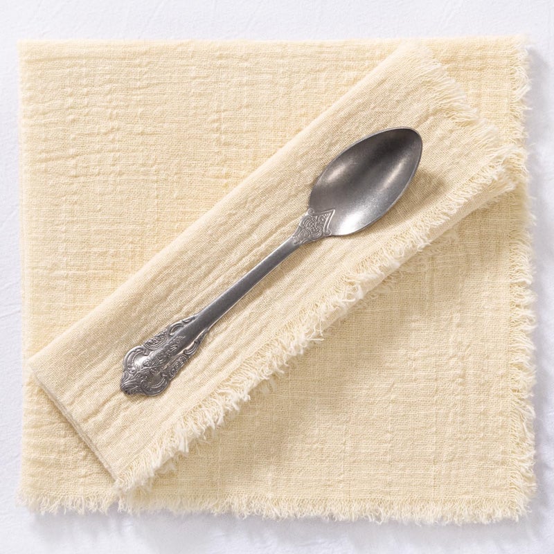 MLMC 10 Pack Beige Cream Linen Napkins Boho Washable Cloth Napkins with Fringe Reusable Rustic Gauze Dinner Table Decor 1717 for Wedding Party Bridal Baby Shower Spring Decor - Image 5
