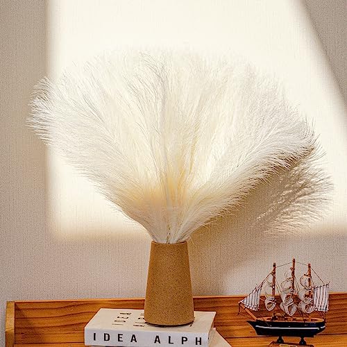 Bnecnet 10 Stems White Pampas Grass Fluffy - 17.7" Faux Pampas Grass Decor Small Fluffy Pompas Floral Arrangement and Vase Filler for Boho Home Wedding Mothers Day Decoration - Image 5