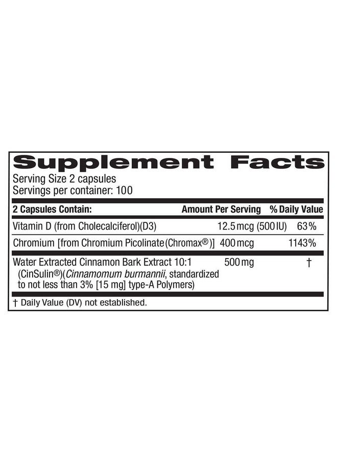 trunature Advanced Strength CinSulin 500mg., 200 Vegetarian Capsules (2 Pack) - Image 2