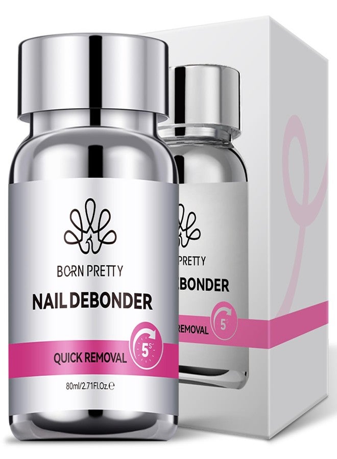 BORN PRETTY Nail Glue Remover for Press on Nails,80ML Fake Nails Remover with Sponge Stick On Nails Remover for Acrylic Tips Nail Glue Fast Acting Adhesive Debonder - Image 1