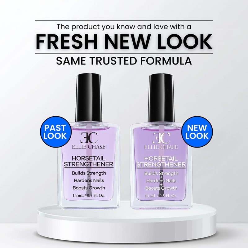 Ellie Chase Horsetail Nail Strengthener, Growth, Hardener, Repair Treatment Polish 0.5 OZ/Help Splits, Breaks, Thin, Weak, Chipped, Damaged, Cracked, Peeling Nails/Grow Strong Hard Thicker Nails - Image 2