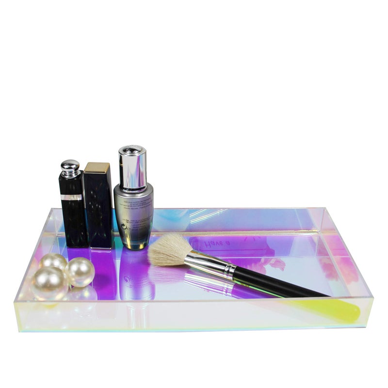 YAGELI Iridescent Perfume Tray  Iridescent Decor  Iridescent Makeup Organizer  Dresser Decor For Dedroom  Tray For Bathroom Countertop (Medium) - Image 4