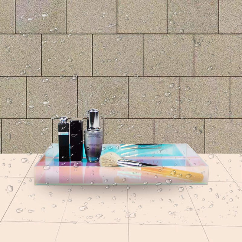 YAGELI Iridescent Perfume Tray  Iridescent Decor  Iridescent Makeup Organizer  Dresser Decor For Dedroom  Tray For Bathroom Countertop (Medium) - Image 3
