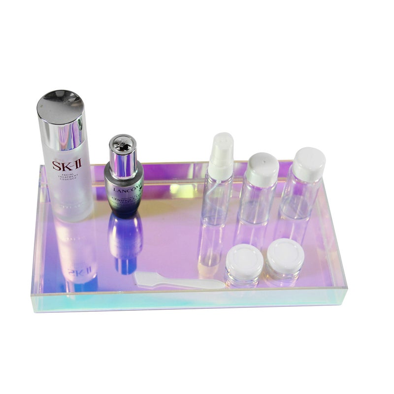 YAGELI Iridescent Perfume Tray  Iridescent Decor  Iridescent Makeup Organizer  Dresser Decor For Dedroom  Tray For Bathroom Countertop (Medium) - Image 5