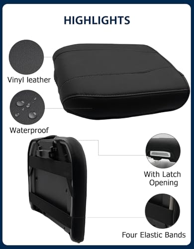 Eaglecover Center Console Cover for Chevy Silverado 1500 Accessories & GMC Sierra 2019-2026, Yukon & Tahoe & Suburban 2021-2026, Bucket Seat Only, Vinyl Armrest Middle Console Cover, Black-Gray Stitch - Image 5
