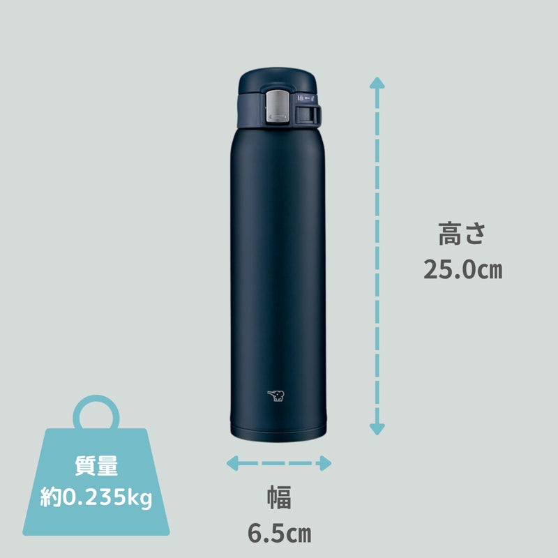 Zojirushi (ZOJIRUSHI) Water bottle direct drinking [One-touch open] Stainless mug 600ml Navy SM-SF60-AD - Image 2