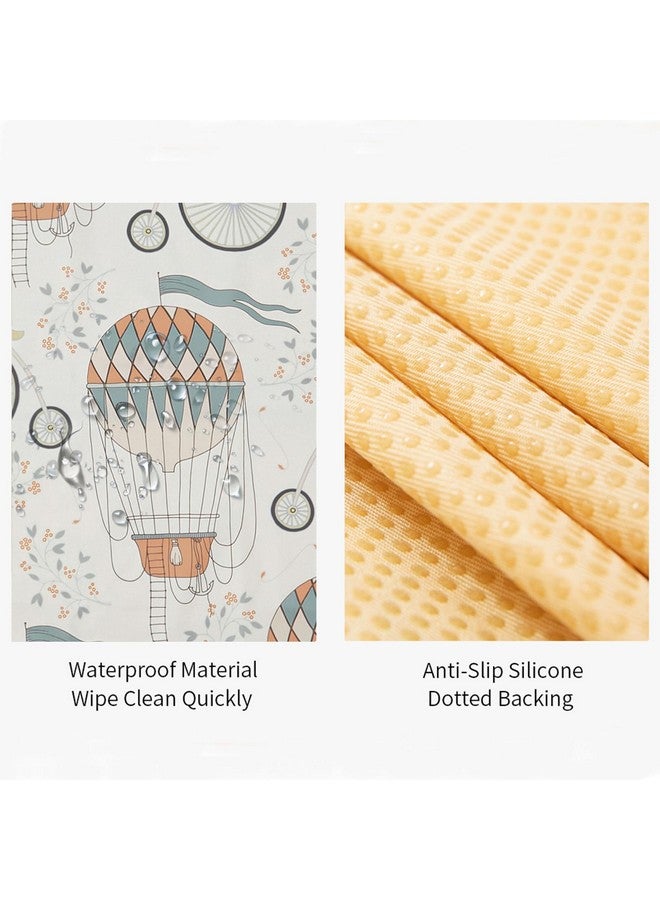 انسولار سجادة رش للأطفال من إنسولار، مناسبة للاستخدام تحت الكرسي المرتفع/الفنون/الحرف اليدوية، مضادة للانزلاق ومقاومة للماء، مناسبة للأرضيات، سجادة نزهة محمولة، 51 × 51 بوصة، بتصميم منطاد هواء ساخن - Image 1