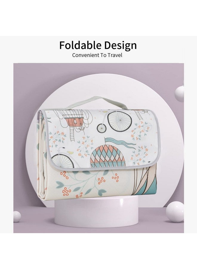 انسولار سجادة رش للأطفال من إنسولار، مناسبة للاستخدام تحت الكرسي المرتفع/الفنون/الحرف اليدوية، مضادة للانزلاق ومقاومة للماء، مناسبة للأرضيات، سجادة نزهة محمولة، 51 × 51 بوصة، بتصميم منطاد هواء ساخن - Image 2