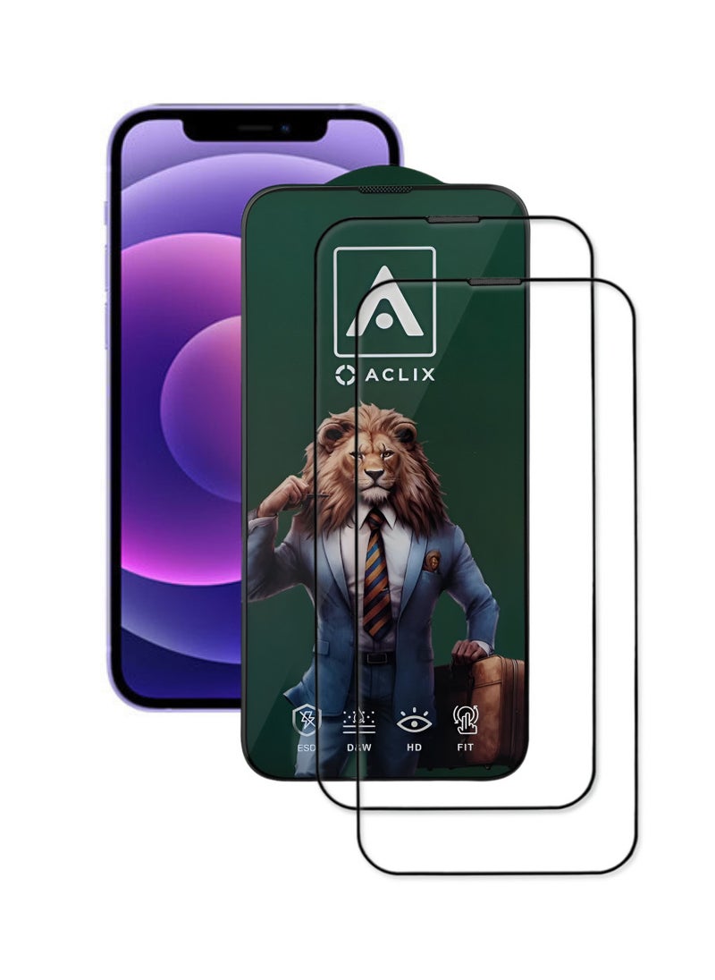 ACLIX 2 Pieces Antistatic ESD Dustproof Premium Quality High Definition Tempered Glass Screen Protector Designed For  iPhone 12 - Image 1