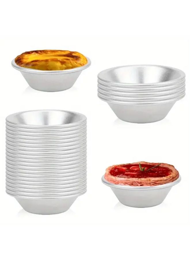 Aluminum Nonstick Round Egg Tart Mini Pans 25pcs for Baking Pie Cupcake Cake Jelly Christmas Daily Kitchen Essential - Image 1