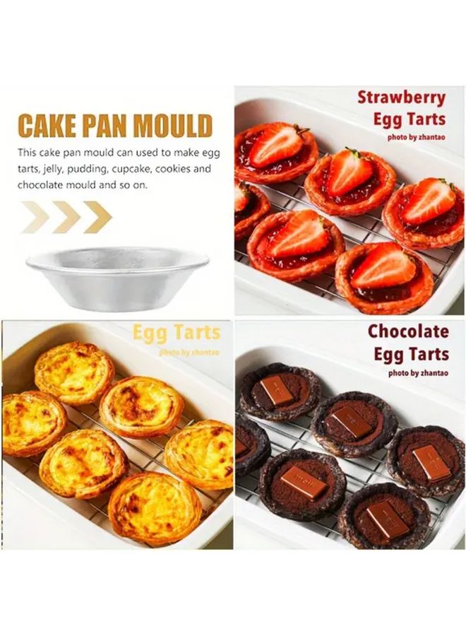 Aluminum Nonstick Round Egg Tart Mini Pans 25pcs for Baking Pie Cupcake Cake Jelly Christmas Daily Kitchen Essential - Image 2