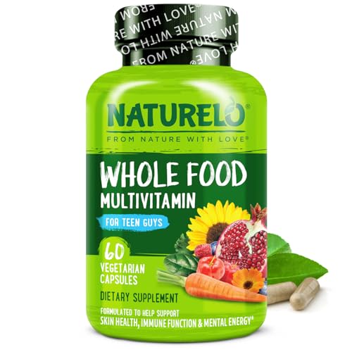 NATURELO فيتامينات متعددة للشباب من ناتشريلو  فيتامينات غذائية كاملة للأولاد المراهقين  مكملات المعادن للأطفال النشيطين  مع مستخلصات نباتية  غير معدلة وراثيًا  نباتية  60 كبسولة - Image 1