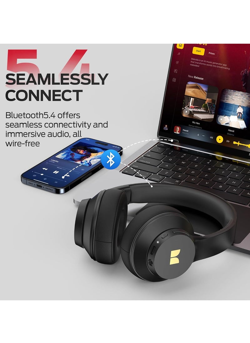 Monster Mission 100 Bluetooth Headphones, Over Ear Headphones with Immersive Bass, Crystal Clear Call, 40H Playtime, Bluetooth 5.4, Comfortable Fit Wireless Headset for Travel Work  - Image 3