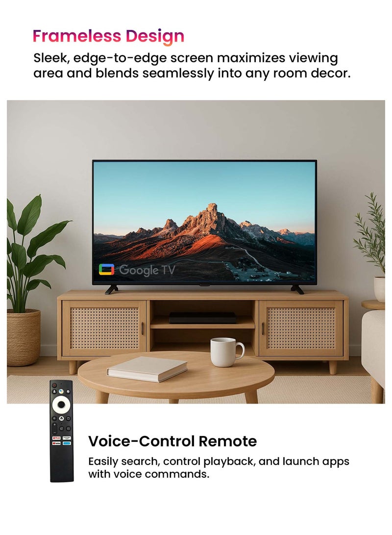 H2O 50-Inch Frameless Smart TV with Android 14 – 4K UHD, Google Assistant, Chromecast Built-In, Voice Remote  - Image 3