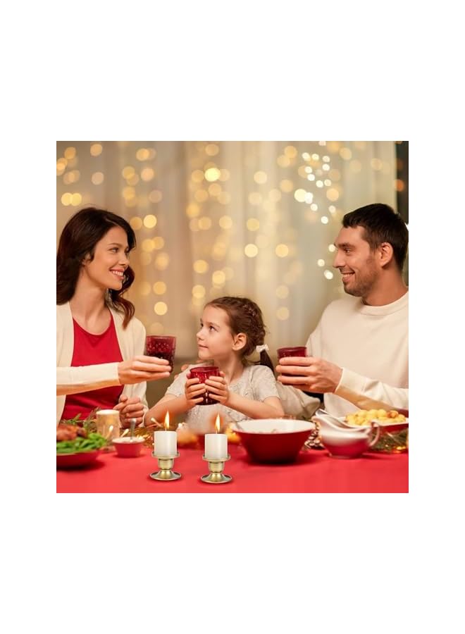 The Bros Candle Holders for Pillar Candles, 4 Pcs Gold Pillar & Taper Candle Holder, Small Metal Candle Stick Candle Holder for Wedding, Dining Room Table Centerpiece, Holiday Decor - Image 5