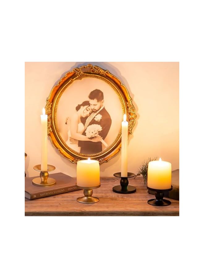 The Bros Candle Holders for Pillar Candles, 4 Pcs Gold Pillar & Taper Candle Holder, Small Metal Candle Stick Candle Holder for Wedding, Dining Room Table Centerpiece, Holiday Decor - Image 4