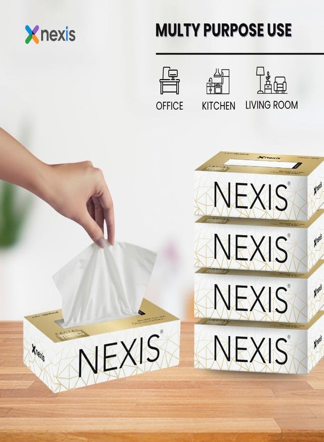 NEXIS 2-Ply Facial Tissue Paper Box | 100 Pulls x 4 Boxes | 800 Sheets | Car Tissue | Soft And Highly Absorbent | 100% Natural Virgin Fibre | Pack of 4 - Image 5