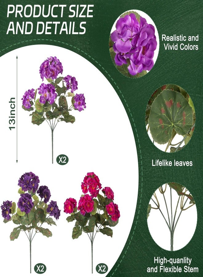 Ammyoo Artificial Geranium Flowers for Outdoors Decoration, Fake Silk Geraniums Flower UV Resistant Look Real Faux Plants for Spring Garden Porch Planter Patio Balcony Yard Table Centerpieces Decor - Image 3