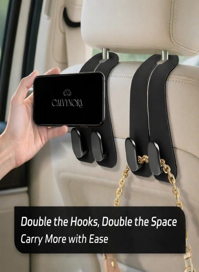 CALVYNORA 2 Pack Car Headrest Hooks for Storage, Leather Seat Back Organizer Hooks, Universal Car Purse Holder, Bag Hanger, Grocery Holder & Multifunctional Vehicle Interior Accessory(Black) - Image 5