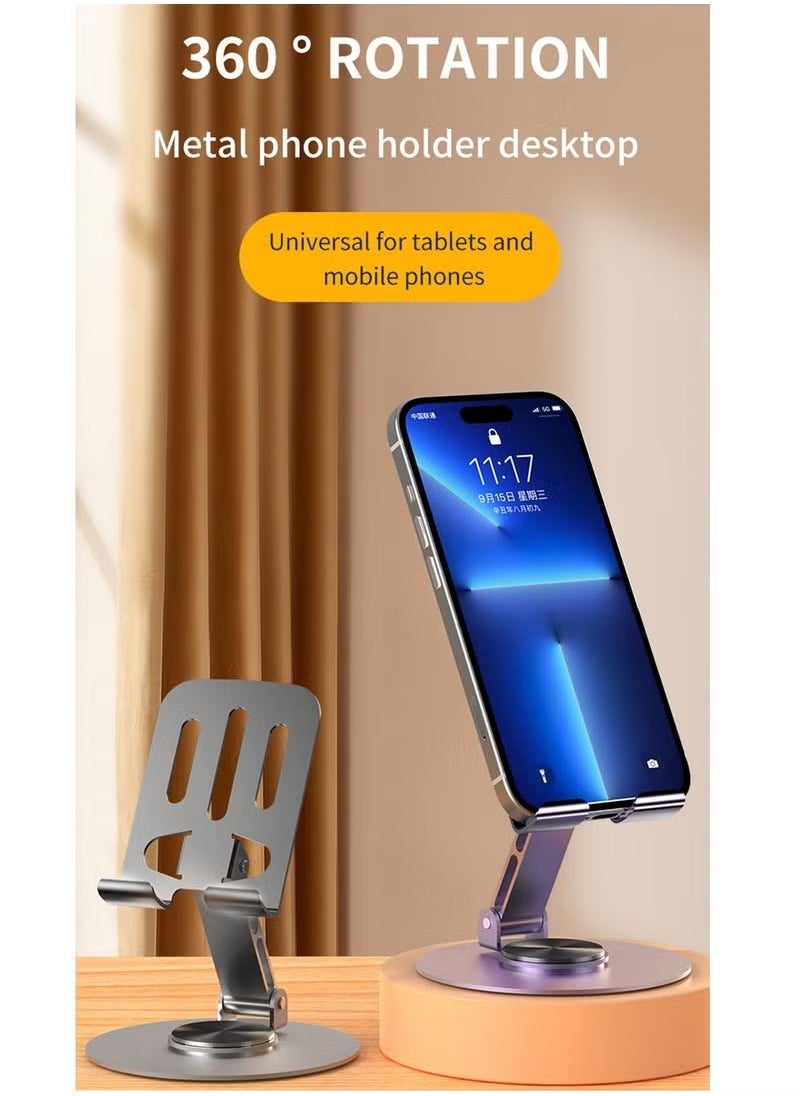 Generic - Mutifunctional Desktop Support All Metal 360 Rotation Tablet Phone Holder/Stand,Universal Bracket Folding Design Stable Anti Fall - Image 1