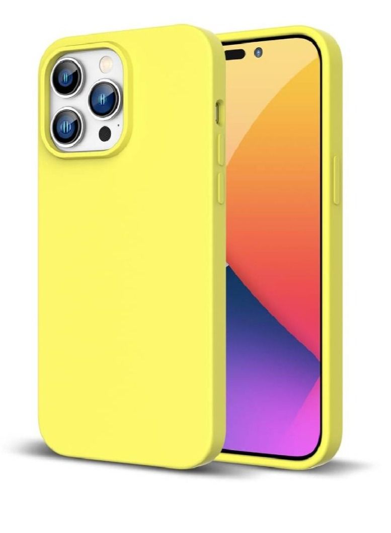 GENNEXT Soft Silicone Anti-Scratch Gel Rubber Shockproof Protective Case Cover For iPhone 14 Pro Yellow - Image 1