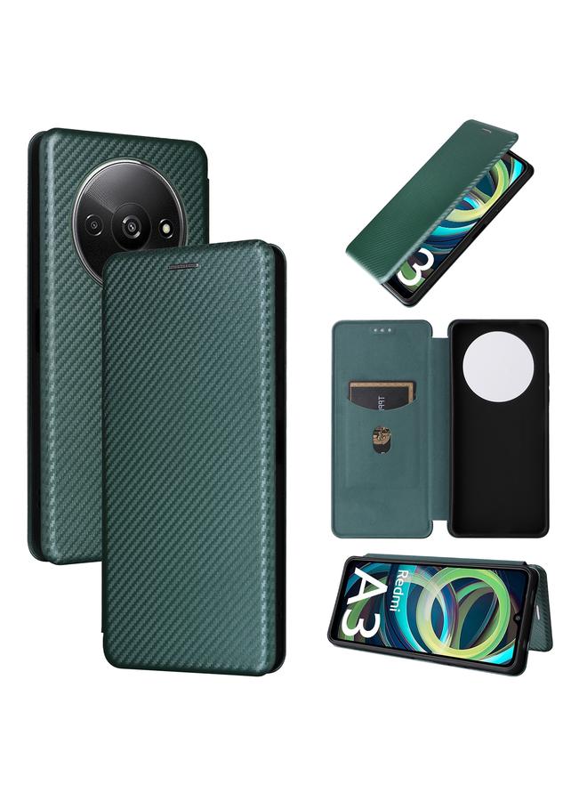 The Bros Case For Xiaomi Redmi A3 4G Carbon Fiber Texture Flip Leather Phone Case